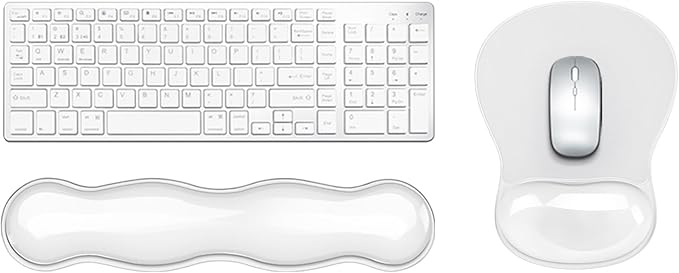 Gel Keyboard & Mouse Wrist Rest Set, Ergonomic Keyboard and Mouse Pad with Wrist Support Typing Pain Relief，Suitable for Office/Computer/Laptop/Gaming（White Set ）