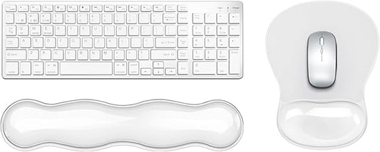Gel Keyboard & Mouse Wrist Rest Set, Ergonomic Keyboard and Mouse Pad with Wrist Support Typing Pain Relief，Suitable for Office/Computer/Laptop/Gaming（White Set ）