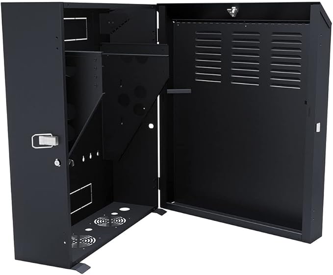 NavePoint 6U Vertical Server Rack Enclosure, Low Profile, 20.6" Deep, Max Weight Capacity 132lbs - 6U Network Cabinet Vertical Wall Mount, Perforated, Black