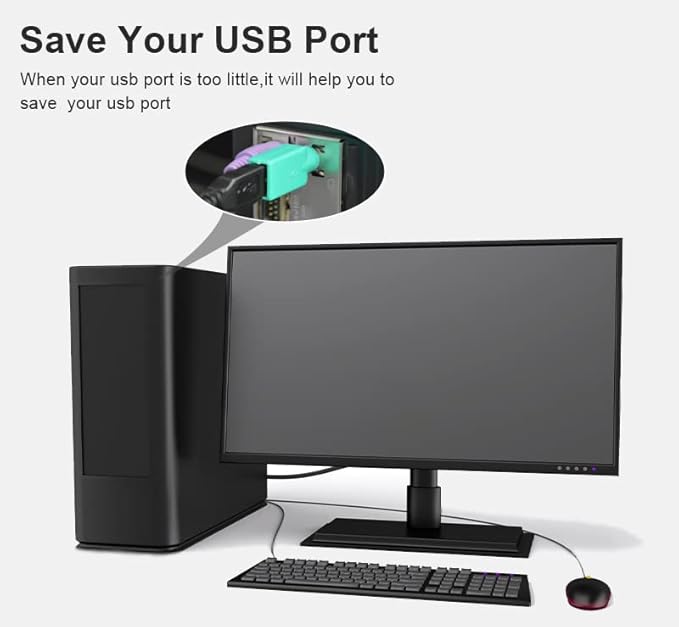 PS2 to USB Female,PS/2 Male Converter Changer Adapter for Wired Mouse 2pcs by Oxusbor(Notice:Can't Match All Motherboard,Have Matching Problem)