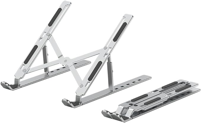 Portable Laptop Stand (Include Storage Bag), Adjustable Folding Aluminum Stand, Compatible with 10-15.6 Inch Laptops, iPad, Tablet. Silver
