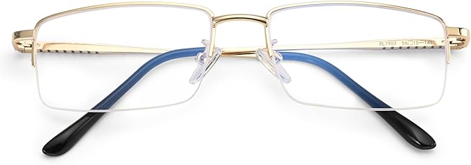 Dollger Rectangle Blue Light Glasses for Men Metal Anti Bluelight Blocking Glasses for Computer Fashion Small Half Frame