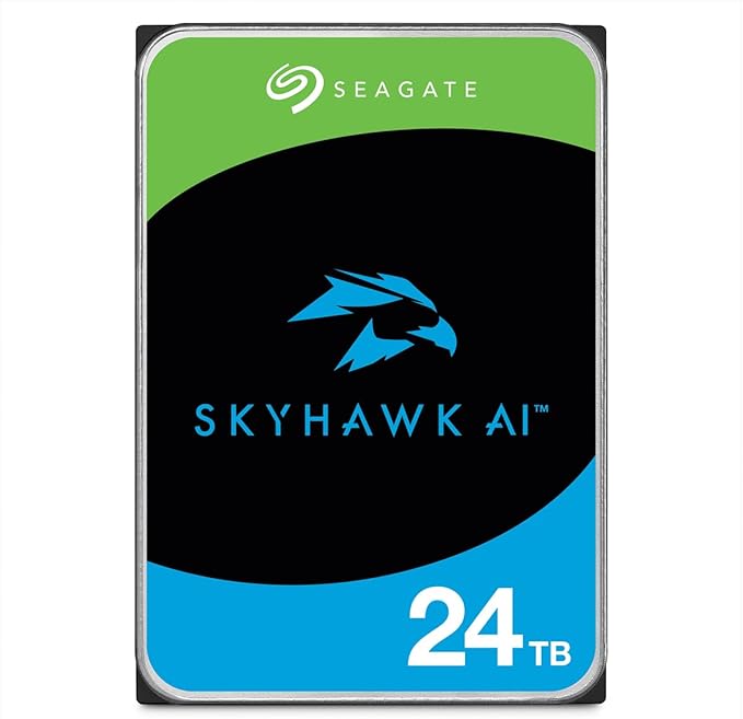 Seagate Skyhawk AI 24TB Video Internal Hard Drive HDD – 3.5 Inch SATA 6Gb/s 512MB Cache for DVR NVR Security Camera System with in-House Rescue Services (ST24000VE002)