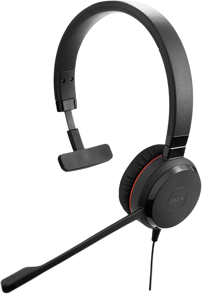 Jabra Evolve 30 II (2025 Edition) Wired Single-Ear Headset with Mic for Work - 3.5mm Jack, USB-A/USB-C Connectivity, with Noise-Cancelling Microphone, Microsoft Teams Certified, Call Control - Black