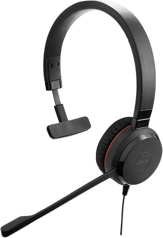 Jabra Evolve 30 II (2025 Edition) Wired Single-Ear Headset with Mic for Work - 3.5mm Jack, USB-A/USB-C Connectivity, with Noise-Cancelling Microphone, Microsoft Teams Certified, Call Control - Black