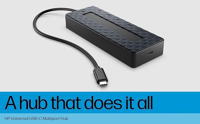 HP Universal USB-C 7-in-1 Multiport Hub Docking Station Bundle w/DKZ Hub, 4 USB Ports, Display Port 1.2, HDMI 2.0, RJ-45, USB-C Powered, No Power Supply, w/Single Cable Connection to Any Brand Laptop