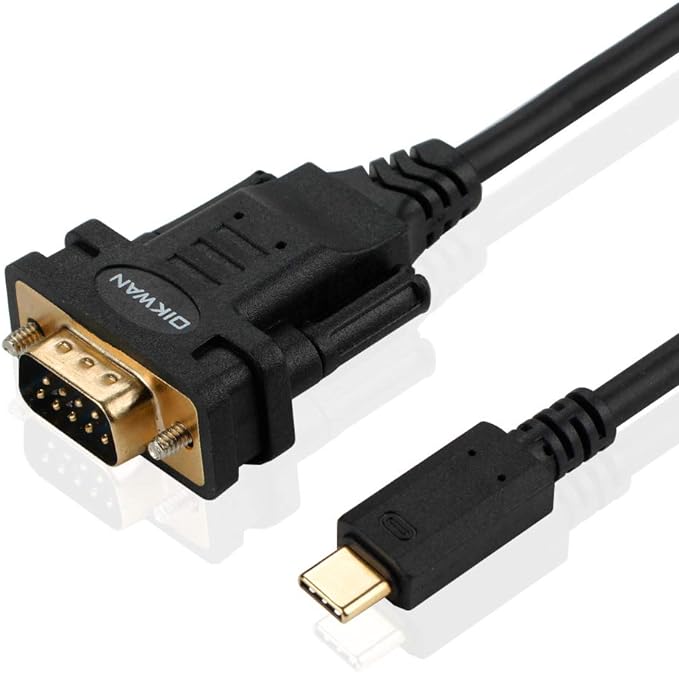 USB Type C to RS232 DB9 Serial Port Adapter Cable, FTDI Chipset, Supports Windows 11, 10, 8, 7 and Mac Linux