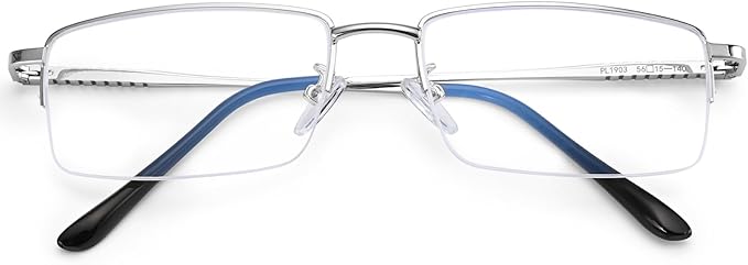 Dollger Rectangle Blue Light Glasses for Men Metal Anti Bluelight Blocking Glasses for Computer Fashion Small Half Frame