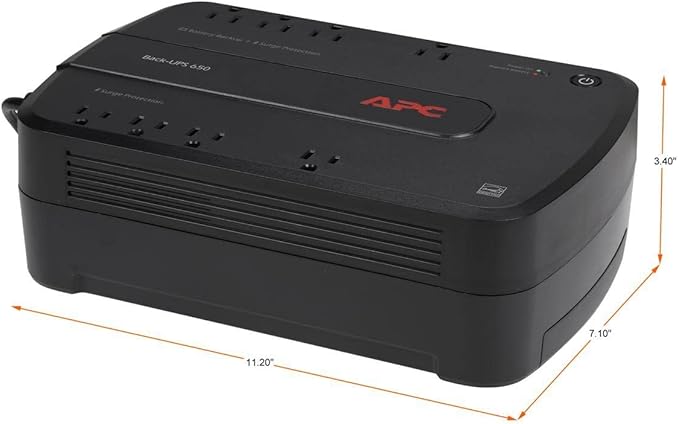 APC Back-UPS 650VA / 390W Battery Backup & Surge Protector, 8 Outlets, RJ45 Ethernet Protection, BE650G1 Uninterruptible Power Supply for Computers, Wireless Routers, and Home Office Electronics