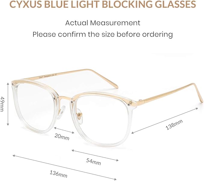 Cyxus 2 Pack Blue Light Glasses for Women, Blue Light Blocking Eyeglasses for Women Round Computer Eyewear Anti Eye Strain Glasses
