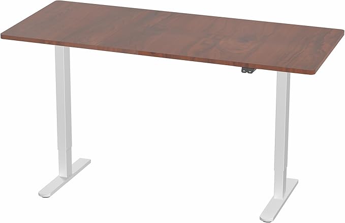 VIVO Electric 71 x 30 inch Stand Up Desk, Height Adjustable, Dark Walnut Top White Frame, Home and Office Furniture Sets, DESK-KIT-0W7D