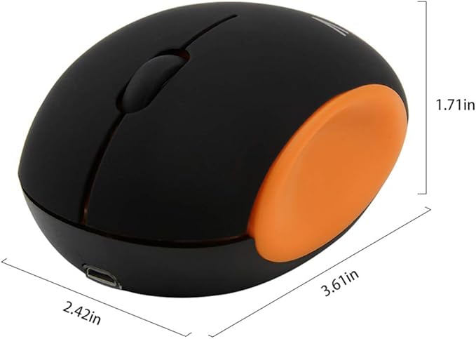 3C Light 2.4GHz Wireless Cute Small Silent Portable Mini Rechargeable Optical Mouse - 3 Buttons, Cordless for Laptop, Desktop, PC, Notebook (Orange)