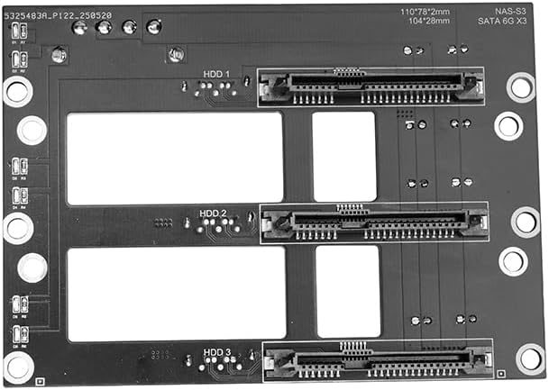 JMT NAS Chassis Adapter SATA 2.5/3.5 inch Hard Drive Backplane 6G High Speed Storage Server Backplane with SATA7P Interface (NAS-S 3Bay)