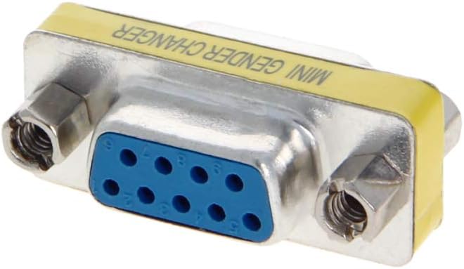 Fielect DB9 VGA Gender Changer 9 Pin Female to Female 2-Row Mini Gender Changer Coupler Adapter Connector for Serial Applications Blue Pack of 1