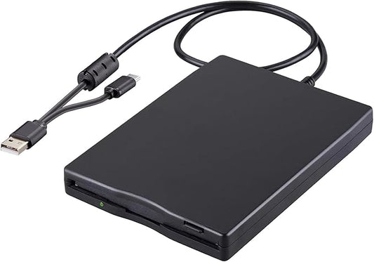 Tendak Floppy Disk Reader, 3.5 inch External USB & Type-C 1.44MB FDD Floppy Disk Drive for Windows 11/10/8/7/2000/XP, Vista, PC, Laptop and Desktop, Plug and Play, Black