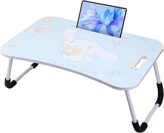 Laptop Desk Foldable Kawaii Bed Desk Table Cute Folding Breakfast Tray Portable Lap Standing Desk Notebook Stand Reading Holder for Bed/Couch/Sofa/Floor (Blue)