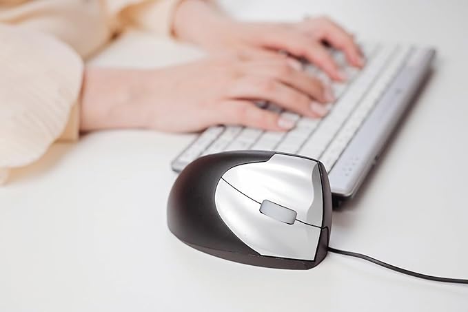 Wired Left Handed Ergonomic Mouse, Reduce Wrist Strain Handshake Optical Vertical Mouse, Compatible with Laptop, Desktop, Windows, Mac