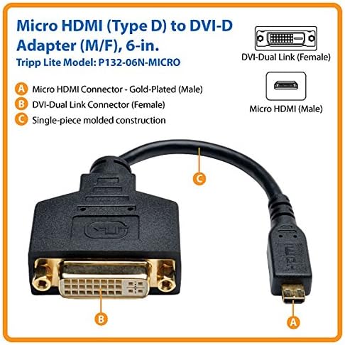 TRIPP LITE P132-06N-MICRO 6-Inch Micro HDMI Male Type D Cable to DVI-D Female Adapter