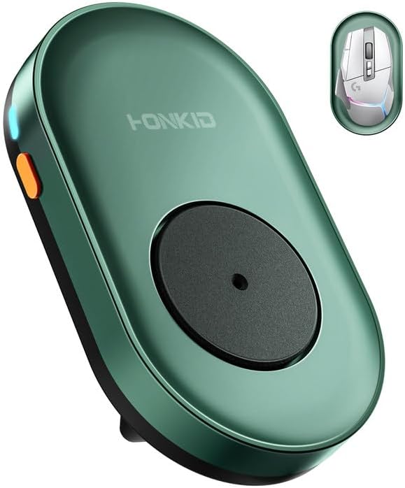 HONKID Undetectable Mouse Mover Jiggler with ON/Off Switch and USB Port Drive-Free,Simulate Physical Automatically Mouse Movement,Prevent Computer Laptop Inactive/Lockdown (Green