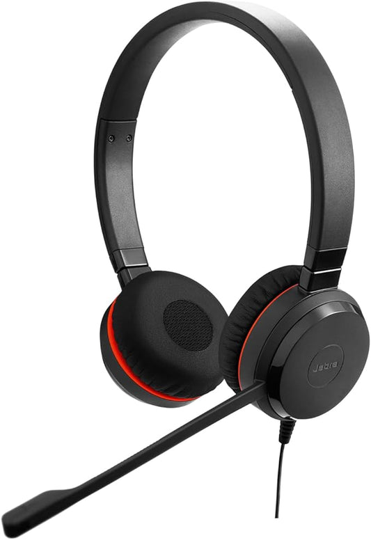 Jabra Evolve 30 II (2025 Edition) Wired Dual-Ear Headset with Mic for Work - 3.5mm Jack or USB-A/USB-C Connectivity, with Noise-Cancelling Microphone, Microsoft Teams Certified, Call Control – Black