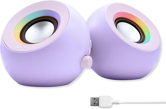 X9 Performance Purple Computer Speakers for Desktop PC with RGB Lighting, Bluetooth, USB, and AUX - Triple Mode Connection, Dual 2.25" Drivers for Work and Play - Bluetooth PC Speakers - Purple