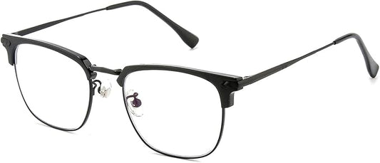 Blue Blocker Glasses for Men Metal Browline Computer Gaming Glasses Filter Blue Ray