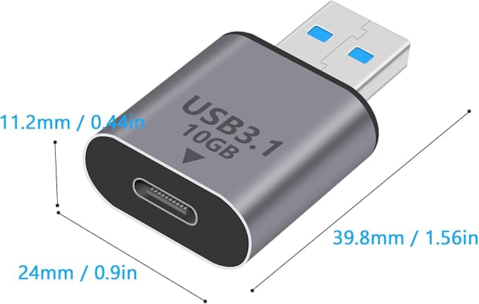 Duttek 10Gbps USB C to USB A Male Adapter and USB C Female to USB A Female Adapter (USB 3.1 Type C Gen2), Bi-Directional Support Data Sync & Charging for PC, Laptop, Phone 2 Style