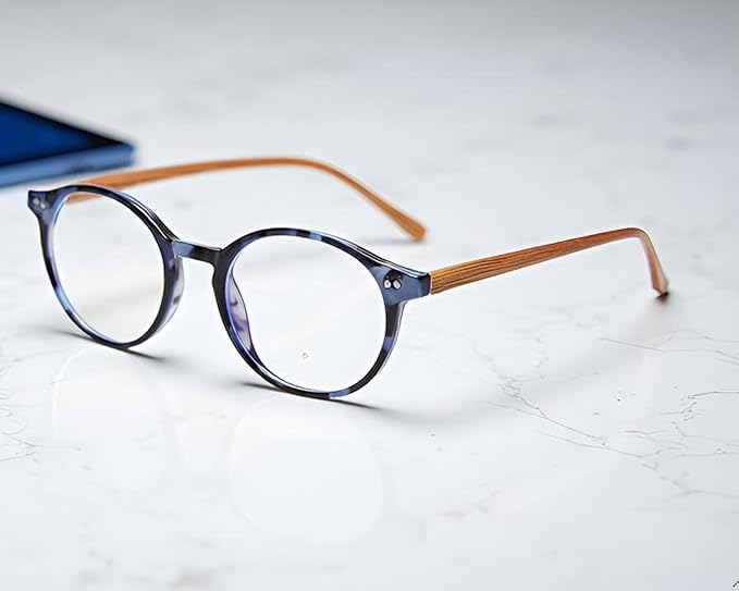 HJSTES Vintage Blue Light Glasses for Women Men Round Bluelight Blocking Glasses Thick TR90 Frame Eyeglasses