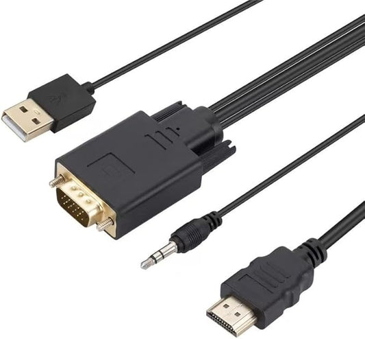 VGA to HDMI Adapter, 1080P Converter with Audio Cable from Computer/Laptop VGA Source to HDMI TV/Monitor Uni-Directional (vga to hdmi Cable)