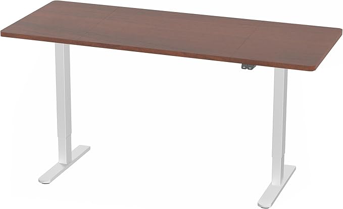 VIVO Electric 60 x 24 inch Stand Up Desk, Height Adjustable, Dark Walnut Top White Frame, Home and Office Furniture Sets, DESK-KIT-W06D