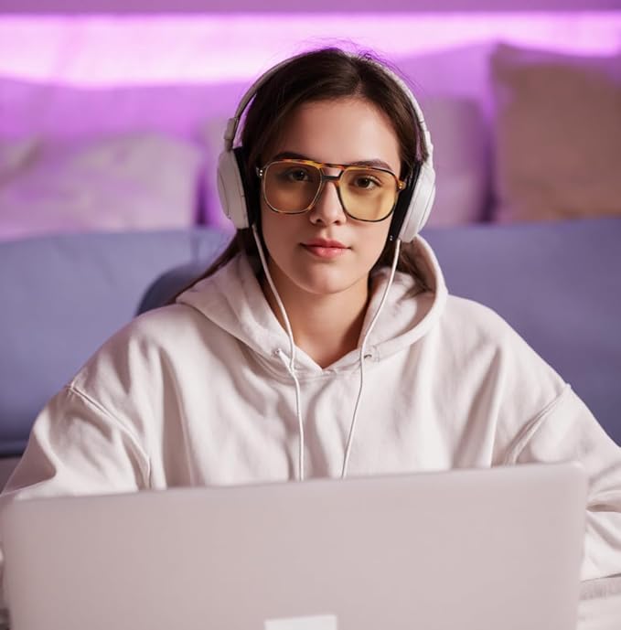 FEISEDY Amber Blue Light Glasses for Computer Gaming Orange/Yellow lens Anti Eyestrain Sleep Glasses G2835