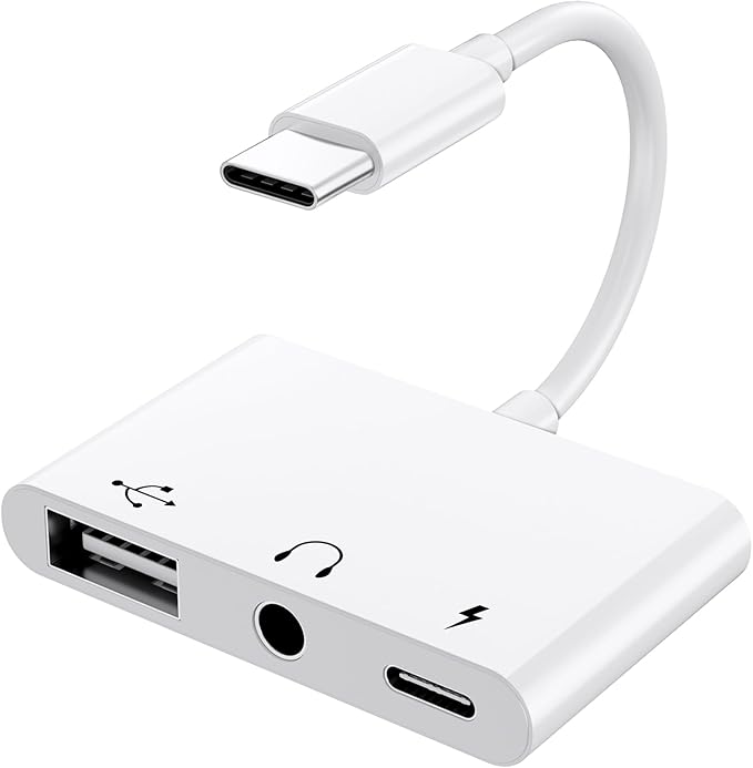 USB C to 3.5mm Jack Headphone Adapter with Charger Port,OTG Cable Adapter, Type C to Aux Audio Earphones Splitter for iPhone Samsung Galaxy S22 Ultra S21 S20 i-Pad Pro Air Pixel 4 Laptops