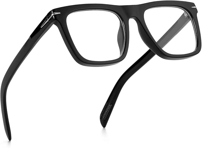 NIDOVIX Trendy Square Blue Light Blocking Glasses for Men Women, Fashion Frame Non-prescription Computer Glasses (Black)