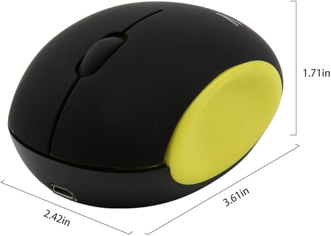 3C Light 2.4GHz Wireless Cute Small Silent Portable Mini Rechargeable Optical Mice - 3 Button Cordless Mouse for Laptop, Desktop, PC & Notebook (Yellow)