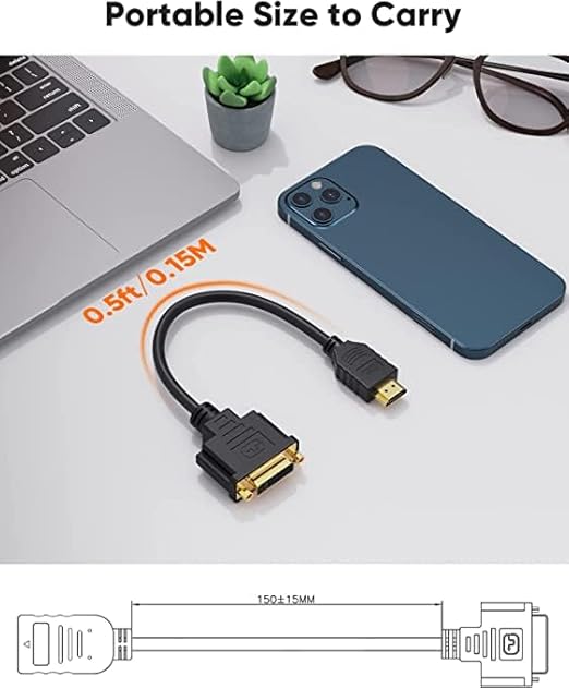 CableCreation HDMI Male to DVI Female 0.5ft [10 Pack], Bi-Directional HDMI Male to DVI-I (24+5) Female Adapter, for PC, TV, TV Box, PS5, Blue-ray, Xbox,Switch