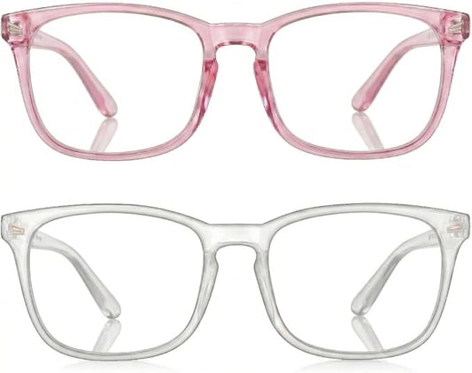 2 Packs Professional Sleep Glasses with 97.6% Blue Light Blocking Dual AR Coatings Clear Lens, Computer Gaming Glasses for Men Women, Anti Fatigue & Eye Strain