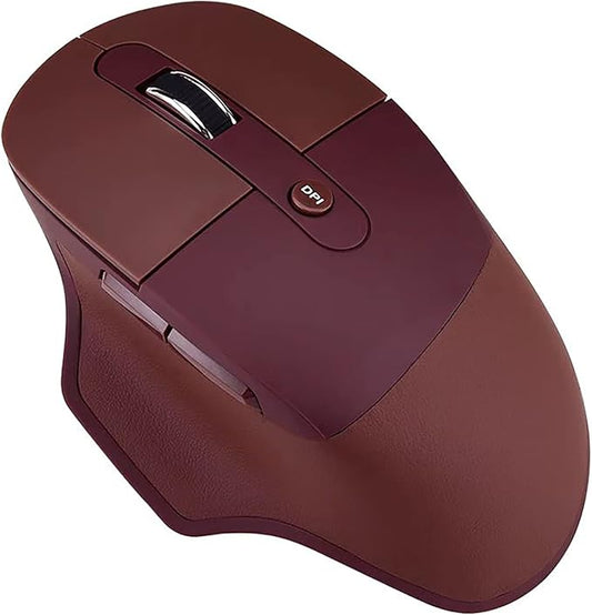 Lomiluskr Ergonomic 2.4G & Bluetooth Dual Mode Wireless Mouse with PU Cover, Soundless Keys, Candy Colors, Compatible with Notebook, PC, Tablet, Smartphone (Coffee)