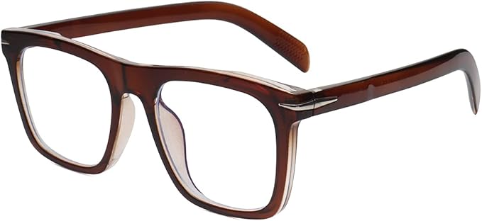 NIDOVIX Trendy Square Blue Light Blocking Glasses for Men Women, Fashion Frame Non-prescription Computer Glasses (Brown)