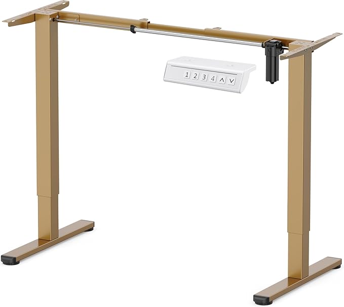 ErGear Electric Stand up Desk Frame,4 Memory Height Settings Height Adjustable Table Legs, Sit Stand Desk Frame Up to 47.2", Ergonomic Standing Desk Base Workstation, Gold Frame Only