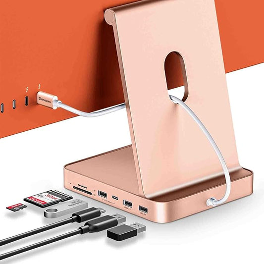 USB C Hub for iMac 24 inch 2021/2023/2024, Minisopuru iMac Hub Support M.2 NVMe SSD, i Mac Accessories for iMac M1/M3/M4, USB C Adapter with USB A/C 10Gbps, SD/TF, M.2 SSD (Not Included), Orange.
