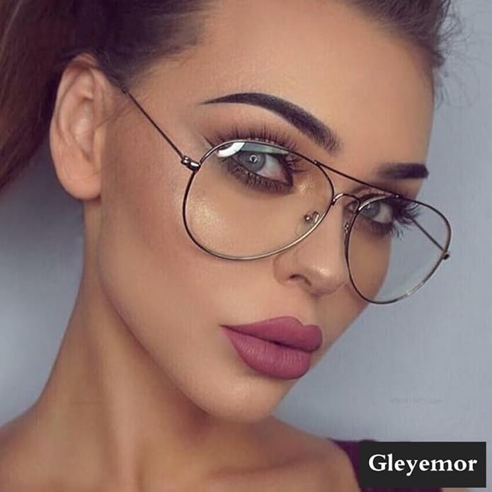 Gleyemor Blue Light Aviator Glasses for Women Men, Metal Frame Anti Blue Light Lens Computer Glasses