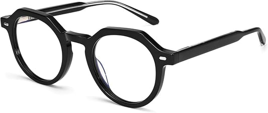 Dollger Blue Light Blocking Glasses For Woman Men Thick Frame Round Non-Prescription Glasses, For Computer Work Gaming,