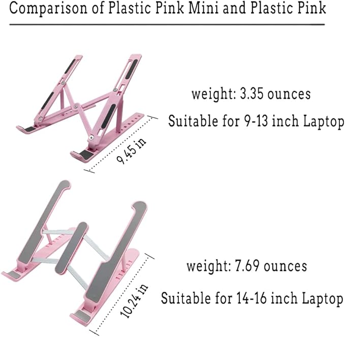T Legend Laptop Stand for Desk,Very Portable and use Anywhere,Compatible with 9-15 inch Laptops(Plastic Pink)