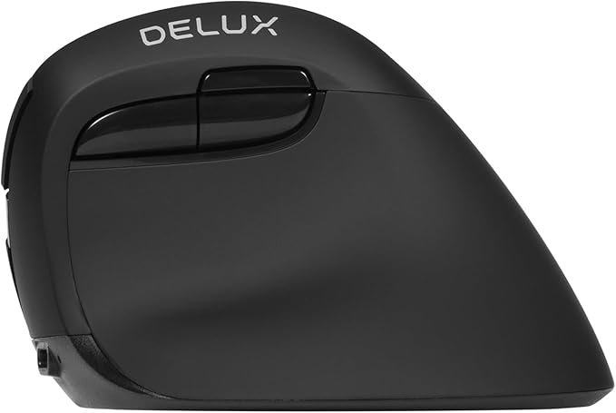 DELUX Wireless Ergonomic Mouse, Vertical Mouse for Small Hands, Silent Click Ergo Mouse, Up to 4000 DPI, 6 Buttons, Rechargeable, 2.4G/BT 5.2 Dual-Mode, Compatible with Laptop/PC (M618MINI-Black)