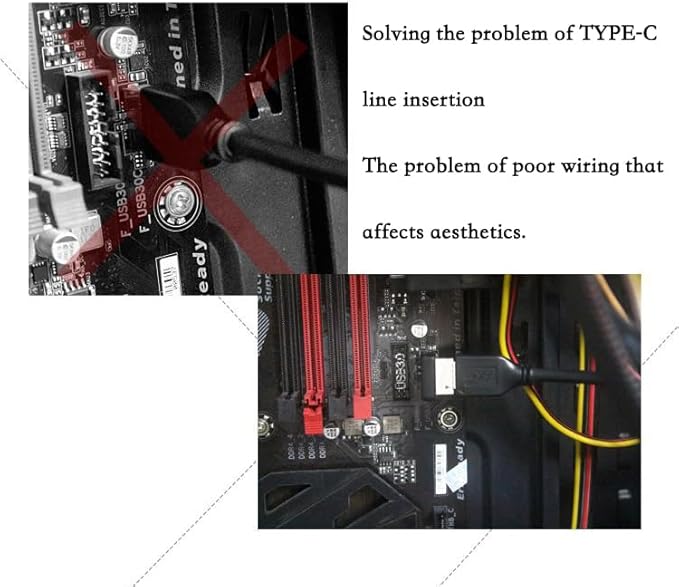 USB 3.2 Type-E 90 Degree Front Panel Socket, Vertical USB C Header Adapter Converter for Computer Motherboard (PH74B)