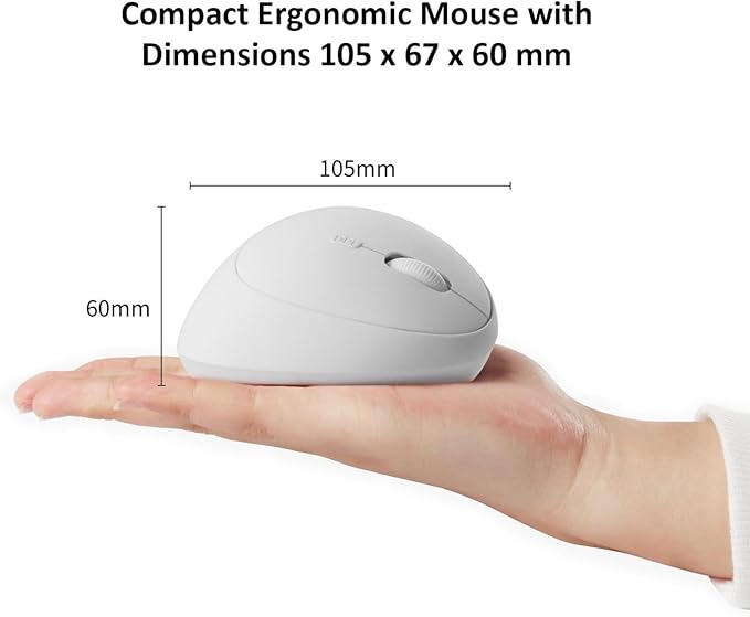 Thanice Vertical Wireless Mouse,2.4G Rechargeable Ergonomic High Precision Optical Silent Cordless Computer Mice with 6 Buttons, 3-DPI Adjustable, USB Receiver for Laptop PC Mac Notebook(White)