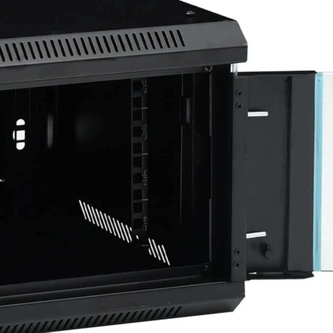 12U Wall Mount Network Cabinet 19 Inch Data Enclosure, 23.6 x 23.6 x 25.2 Inch Server Rack with Lockable Toughened Glass Door, Removable Side Panels for Home Office IT Equipment, Black