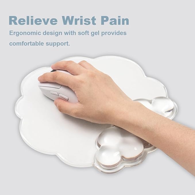 Keyboard Wrist Rest Set - Ergonomic Cloud Mouse Pad with Gel Wrist Rest Support and Cosater, Cute Office Accessories for Computer/Latop/Home/Office