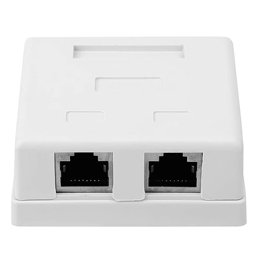 Double Port Desktop Network Module Box Shielded Cat 6 RJ45 8P8C Integrated Housing for Category 5 and Category 6 Multimedia Components Polycarbonate Shell Phosphor Bronze Contacts