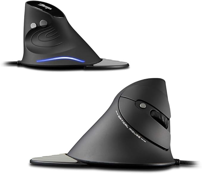 zelotes Wired Vertical Mouse,3200DPI,6 Buttons,Removable Wrist Rest,Ergonomic Design,LED Illumination,USB Optical Mouse for Laptop,PC,Mac,Black